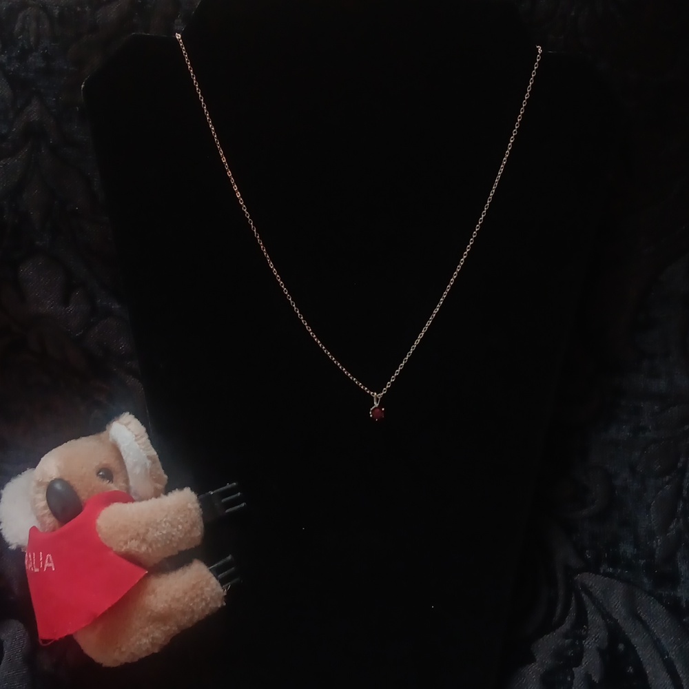 Garnet Solitaire Necklace - Picture 9 of 12
